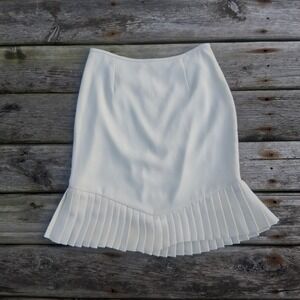 Vintage DRAMA White Pleated Hem‎ Skirt Sz 6 Made USA Y2K Bridal Party Minimalist